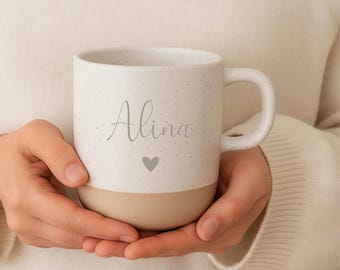 Personalisierte Tasse mit Name | Steingut Keramik | Weihnachten Ostern | Kaffee Becher | Geschenk für Freundin Frau Mann | Geschenkidee