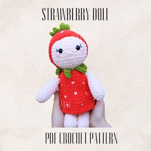 Strawberry Doll Crochet PDF Pattern | Amigurumi Strawberry Toy Instructions | Cute DIY Gift for Kids & Daughter
