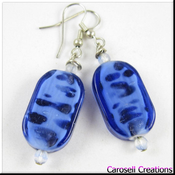 Lampwork Glass Beads Black Pink Cobalt Swirl Flower Loose Jewelry Making Craft