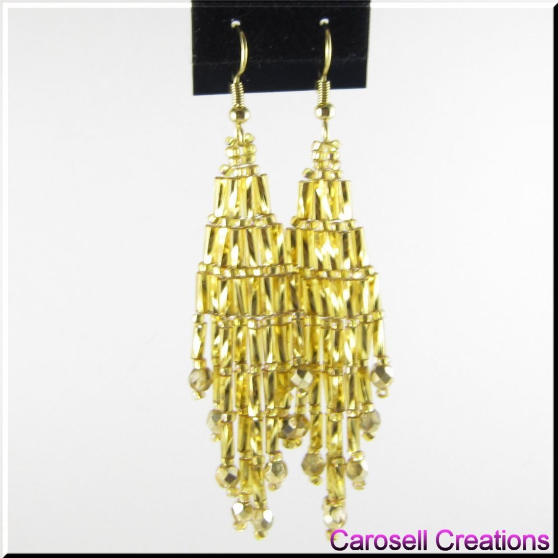 Bugle Girl Beadwork Dangle Chandelier Seed Bead Earrings in Etsy