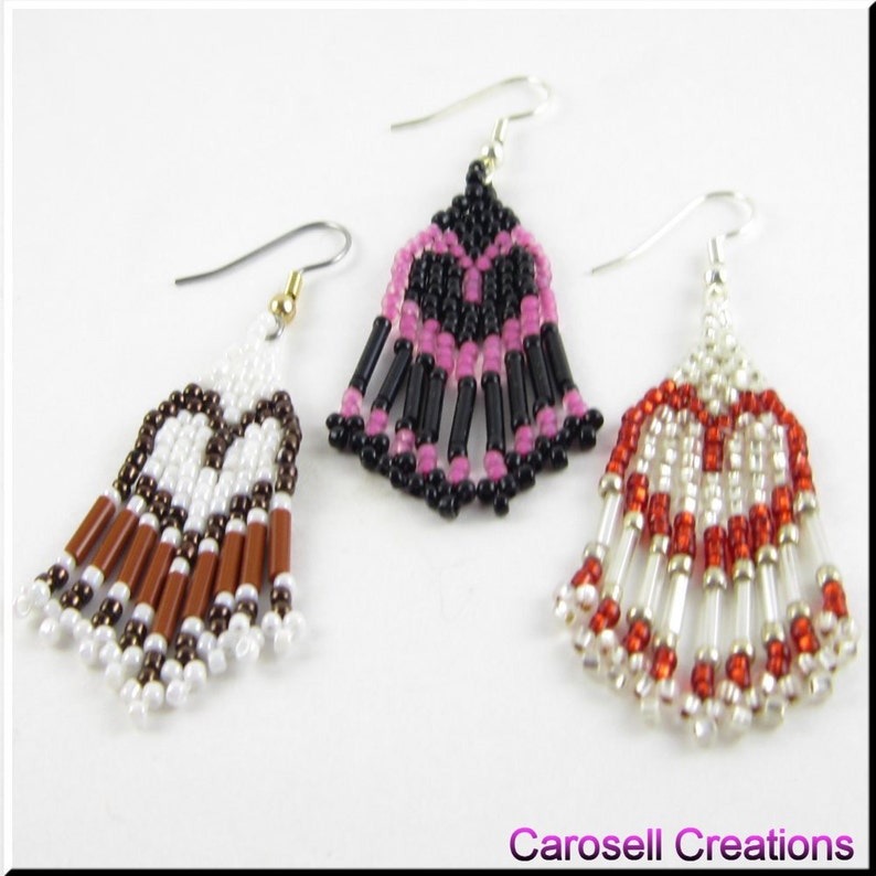 Heart's Delight Beadwork Fringe Seed Bead Earrings in Etsy