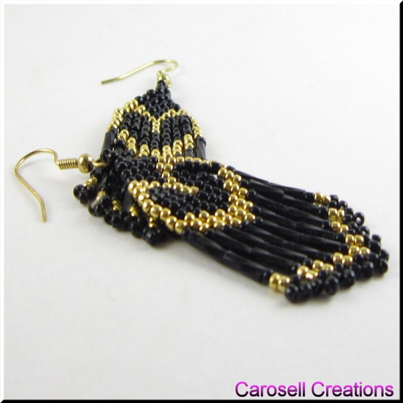 Heart's Delight Beadwork Fringe Seed Bead Earrings in Etsy