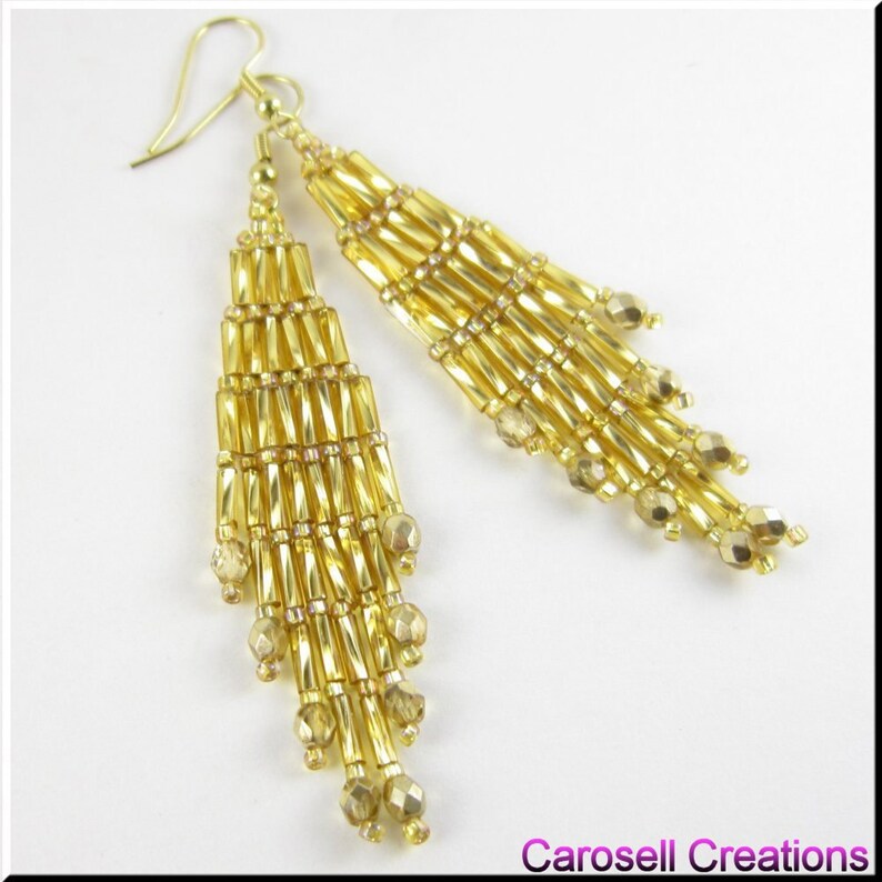 Bugle Girl Beadwork Dangle Chandelier Seed Bead Earrings in Etsy
