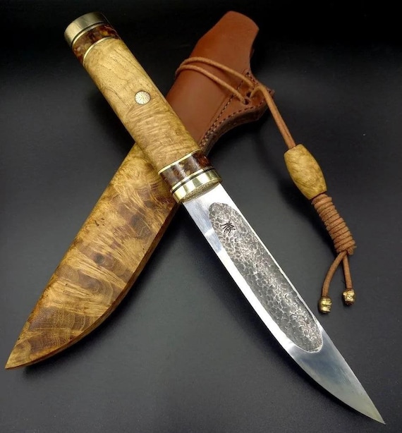 Custom Yakut Knife – N690 Steel Blade, Amber Acrylic Handle - Etsy