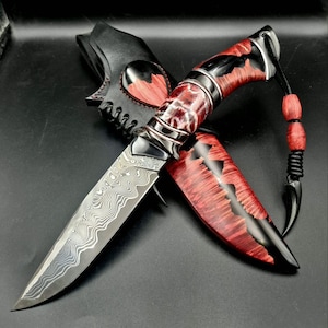 Handgjord "Red Dragon"-kniv – CPM REX121 stål, samlargåva