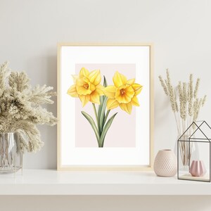 MARCH Birth Flower (Daffodil) - Printable Watercolor Birth Month Flower - Family Bouquet - Family Gift, Baby Shower Gift - Wall Art Print