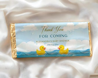 Editable Chocolate Wrapper, Rubber Duck Baby Shower Chocolate Wrapper Editable Template, Instant Access on Canva   #CC3RD