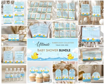 Editable Rubber Ducky Baby Shower Ultimate Bundle, Rubber Duck Invitation Set Editable Templates – Canva Access   #CC3RD