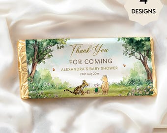Winnie the Pooh Chocolate Wrappers – Classic Pooh Bear Watercolor Template, Gender Neutral  #CC5POOH