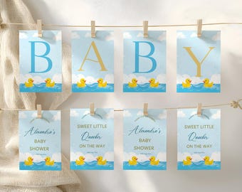 Editable Baby Banners, Rubber Duck Baby Shower Banners, Baby Shower Banner Editable Template, Instant Access on Canva   #CC3RD