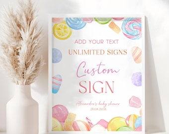 Editable Candyland Baby Shower Custom Signs – Printable Custom Table Sign, Sweet Shower Sign  #CC6CANDY