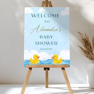 Editable Welcome Sign, Rubber Duck Baby Shower Welcome Sign Editable Template, Instant Access on Canva   #CC3RD