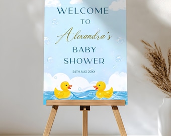 Editable Welcome Sign, Rubber Duck Baby Shower Welcome Sign Editable Template, Instant Access on Canva   #CC3RD