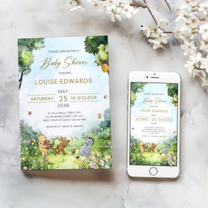 Winnie the Pooh Invitations & E-Invites – Classic Pooh Bear Watercolor Template, Gender Neutral  #CC5POOH