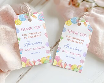 Editable Candyland Custom Thank you Favor Tags, Candyland Baby Shower Gift Tags, Editable Favor Tags  #CC6CANDY