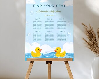 Editable Seating Chart, Rubber Duck Baby Shower Seating Seating Plan Editable Template, Instant Access on Canva   #CC3RD