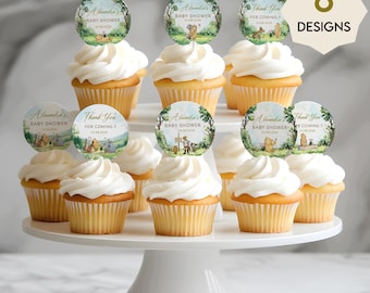 Winnie the Pooh Cupcake Toppers – Classic Pooh Bear Watercolor Template, Gender Neutral  #CC5POOH