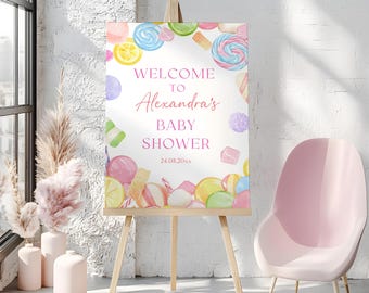 Editable Candyland Baby Shower Welcome Sign - Printable Candy Baby Shower Welcoming Template, Sweet Shower  #CC6CANDY
