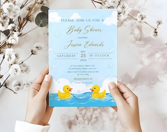 Editable Baby invitation, Rubber Duck Baby Shower invitation, Baby Shower invitation Editable Template, Instant Access on Canva   #CC3RD