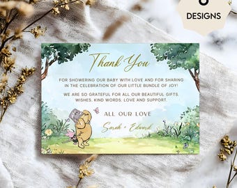 Winnie the Pooh Thank You Cards – Classic Pooh Bear Watercolor Template, Gender Neutral  #CC5POOH
