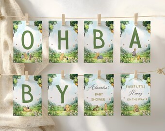 Winnie the Pooh Banners – Classic Pooh Bear Watercolor Template, Gender Neutral  #CC5POOH