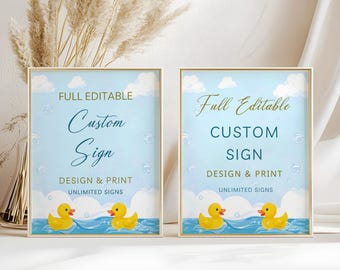 Editable baby Custom Sign, Rubber Duck Baby Shower Custom Sign Editable Template, Instant Access on Canva   #CC3RD