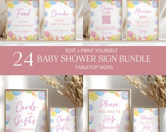 Editable Candyland Baby Shower Signs, Bundle, Printable Editable Sign Set Template, Baby Shower Decor, Instant Download  #CC6CANDY