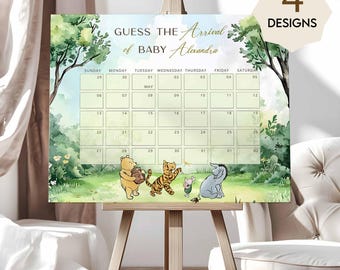 Winnie the Pooh Guess the Due Date Sign, Printable Baby Shower Sign Template Bear, Winnie the Pooh Baby Shower Decorations   #CC5POOH