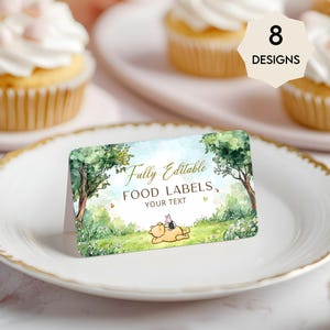 Winnie the Pooh Food Labels – Classic Pooh Bear Watercolor Template, Gender Neutral  #CC5POOH