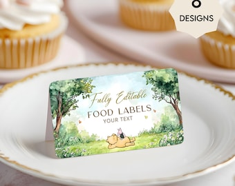 Winnie the Pooh Food Labels – Classic Pooh Bear Watercolor Template, Gender Neutral  #CC5POOH