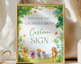 Editable Winnie-the-Pooh Bear Baby Shower Custom Signs Templates – Instant Access on Canva   #CCWINNIE