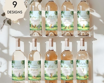 Winnie the Pooh Wine & Champagne Bottle Labels – Classic Pooh Bear Watercolor Template, Gender Neutra  #CC5POOH