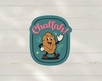 Funny Retro Challah Sticker: Jewish Food, Shabbat Vinyl Decal