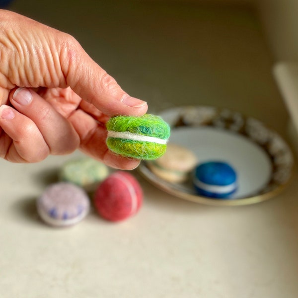 A Needle Felted Macaroon imaginative play waldorf style Calorie free dessert