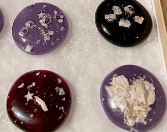 6 personalized Pocket Stones, Memorial Keepsake fused glass with Ashes