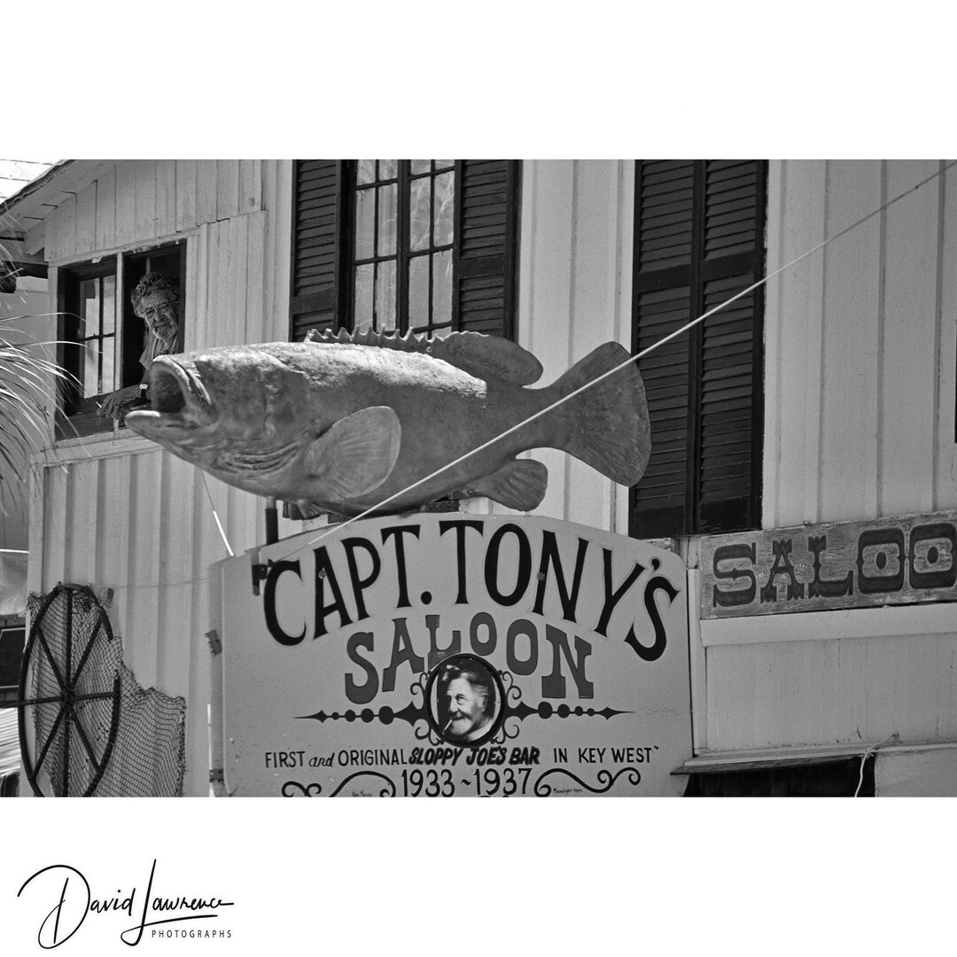 Tony Key Captain Tonys Key West Wall Art - Black and White Bar Sign Print - Etsy