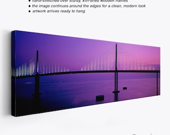 Sunshine Skyway Bridge Panoramic Wall Art – Tampa Bay Pre-Dawn Photography Print Florida