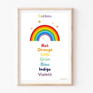 By Little Daisy Farben Lernposter/ pädagogische Lernplakate/ Bilder Kinderzimmer/ Regenbogen/ Farben lernen/ Vorschule/ Wandposter