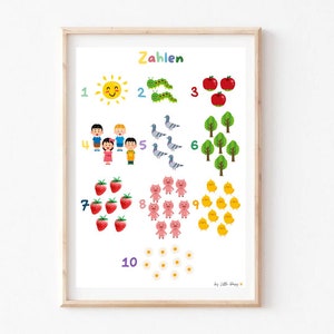By Little Daisy Zahlen Lernposter/ pädagogische Lernplakate/ Bilder Kinderzimmer/ Zahlen lernen/ Vorschule/ Wandposter