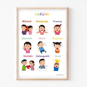 By Little Daisy Gefühle Lernposter/ pädagogische Lernplakate/ Bilder Kinderzimmer/ Zahlen lernen/ Vorschule/ Wandposter
