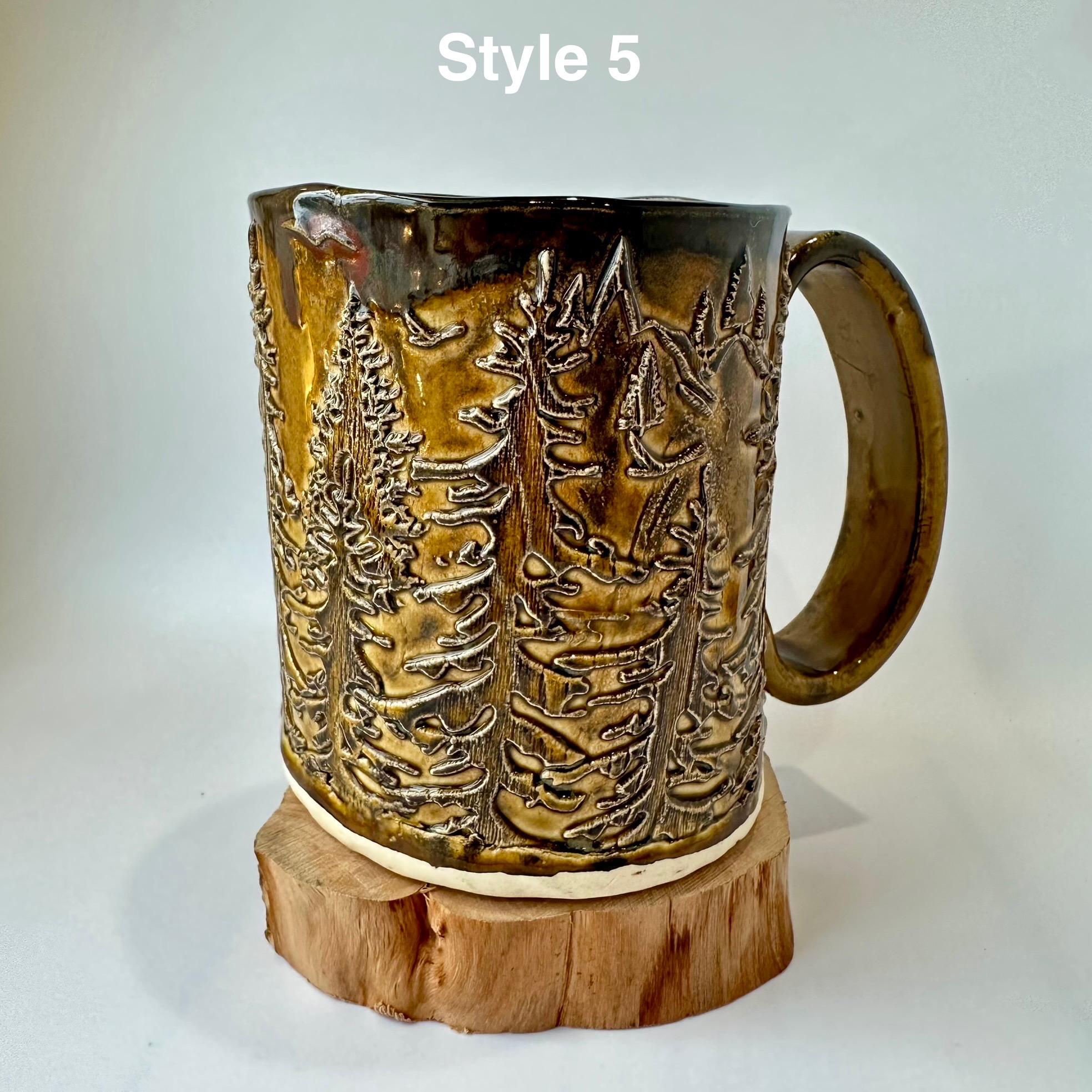 手作り模様入り陶器マグカップ（ブラウン） - Etsy 日本