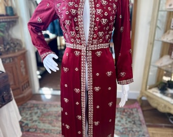 Long-sleeve Kaftan Slit Dress