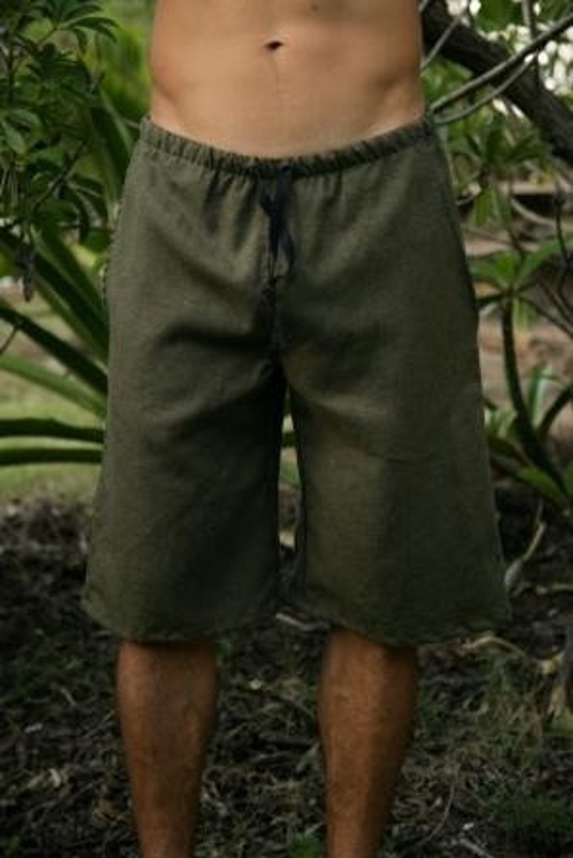 Mens Drawstring Hemp Shorts Etsy