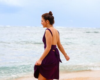 Bamboo Twist and Wrap Dress - Below the knee