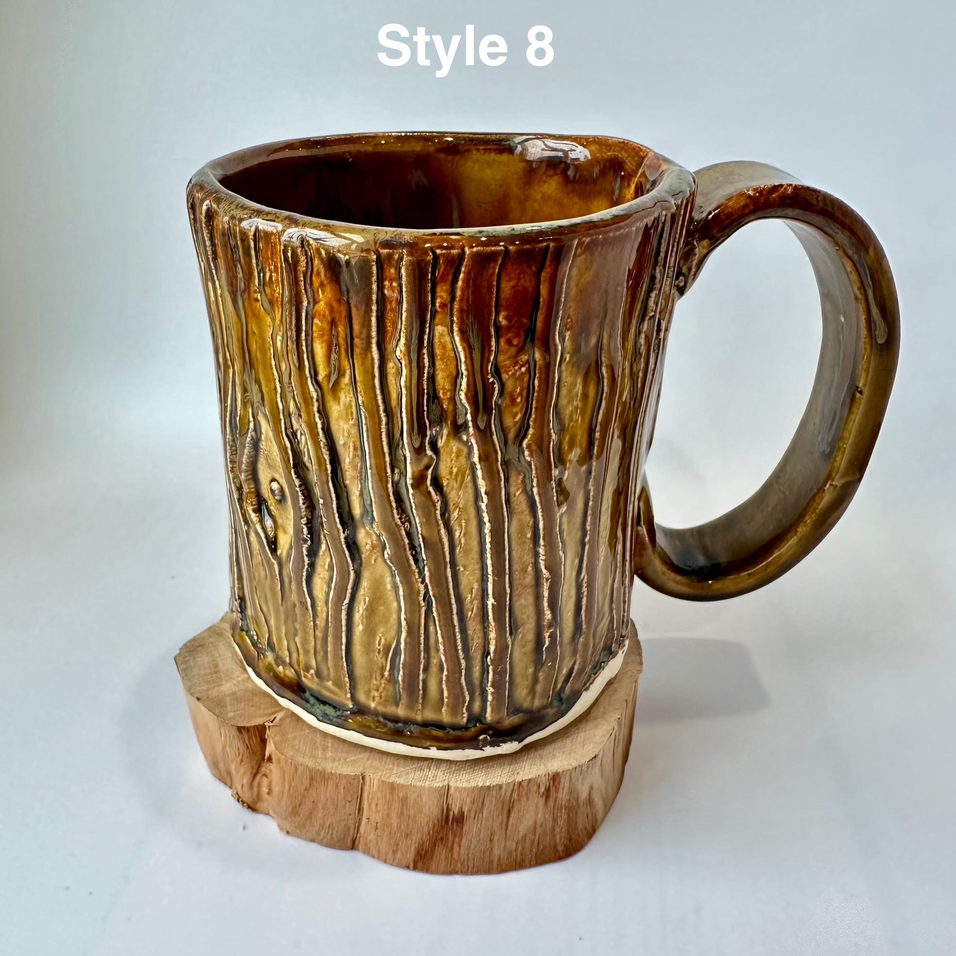 手作り模様入り陶器マグカップ（ブラウン） - Etsy 日本