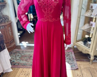 Long-sleeve Embroidered Gown