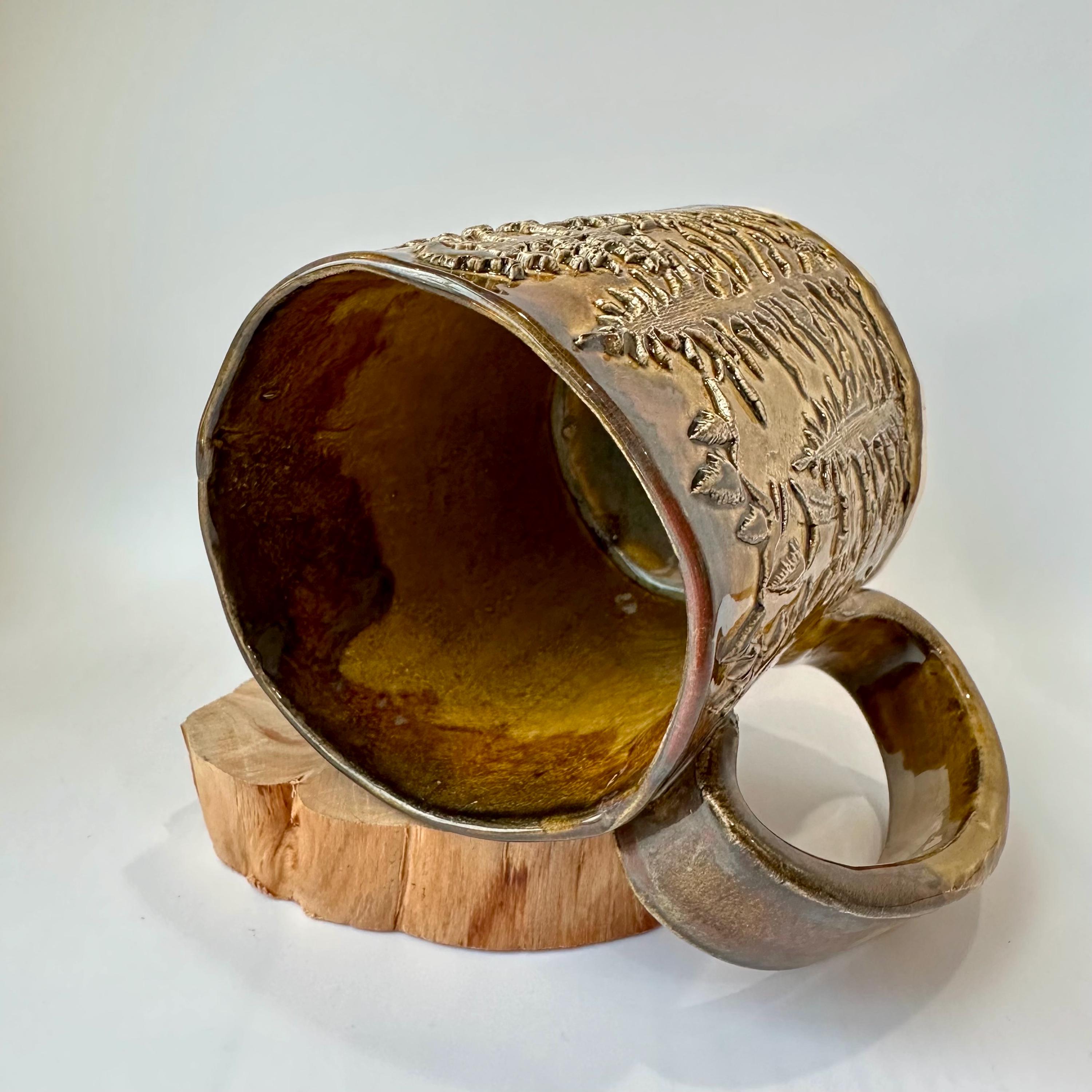 手作り模様入り陶器マグカップ（ブラウン） - Etsy 日本