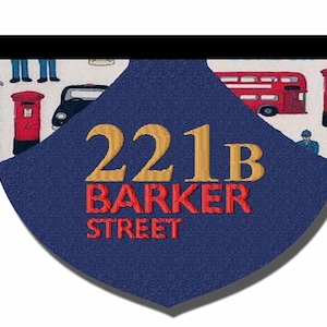 221B Barker Street -  Sherlock Holmes Cumberbatch Brett or Rathbone reversible embroidered pet bandana