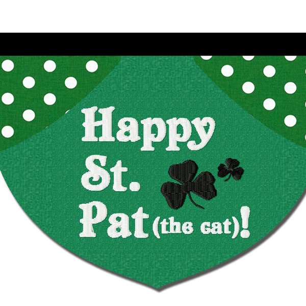 Happy St. Pat (the cat)! reversible embroidered bandana