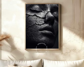 Fractured Soul Portrait Art: Black and White Print (Digital Download)